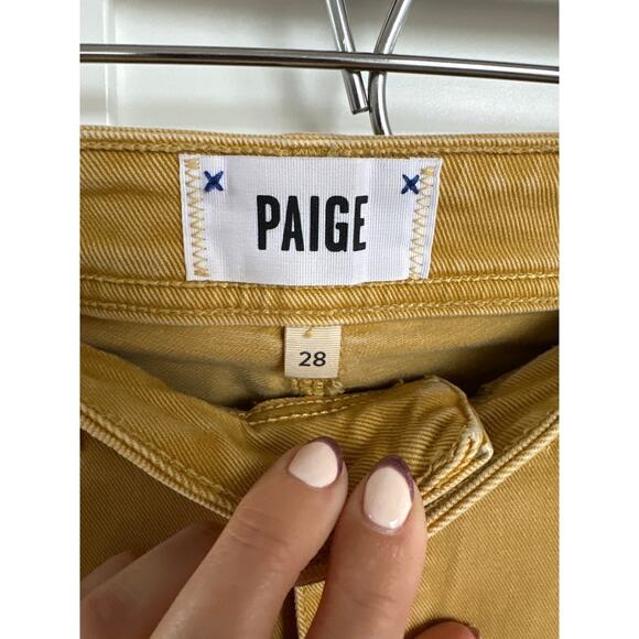 Paige Collette High-Rise Crop Flare Jeans, Mustard Yellow, Size 28, Like New - Picture 2 of 6